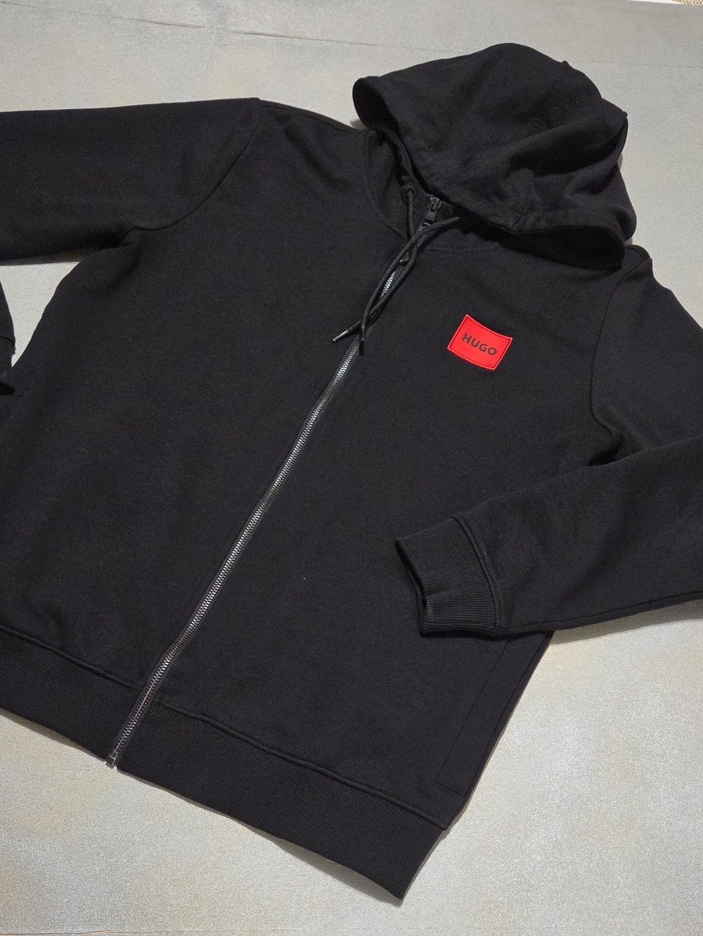 HUGO Black Hoodie with Red Logo Accent NWOTS
